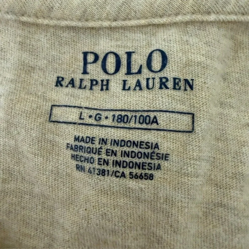 Polo Ralph Lauren Long Sleeve T-Shirt Crewneck Heathered Oatmeal Large